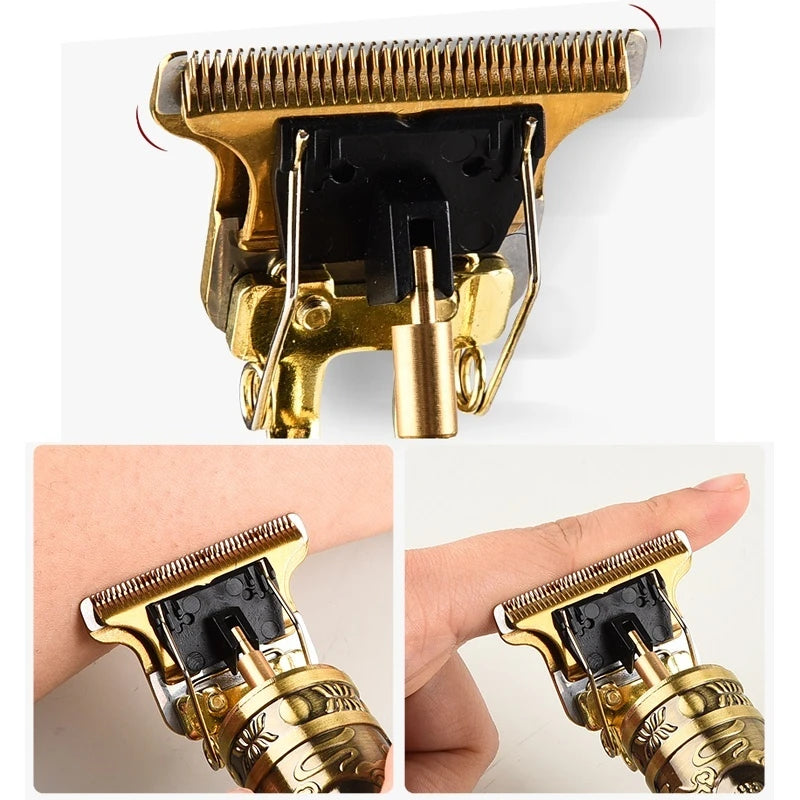 Máquina de barbear Golden Blade - 4 pentes / Sem fio / Bateria 2h /  Carrega com USB