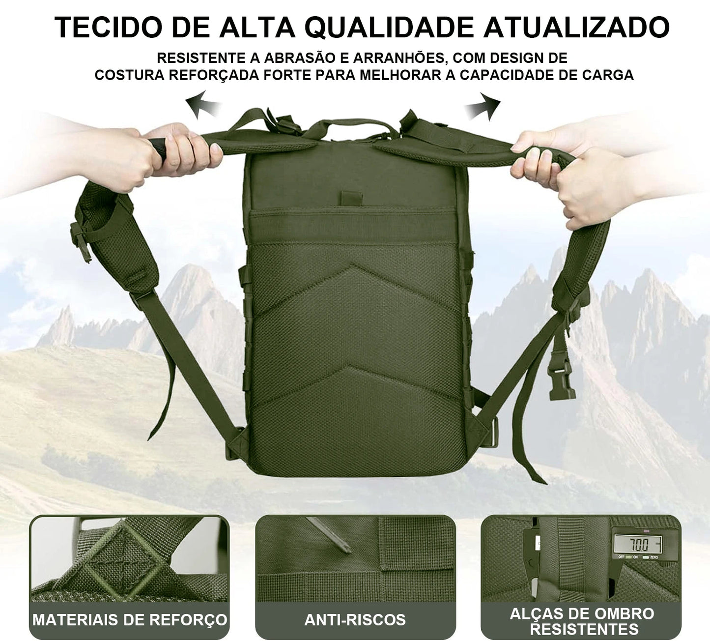 Mochila tática militar Assalto reforçada à prova d'água